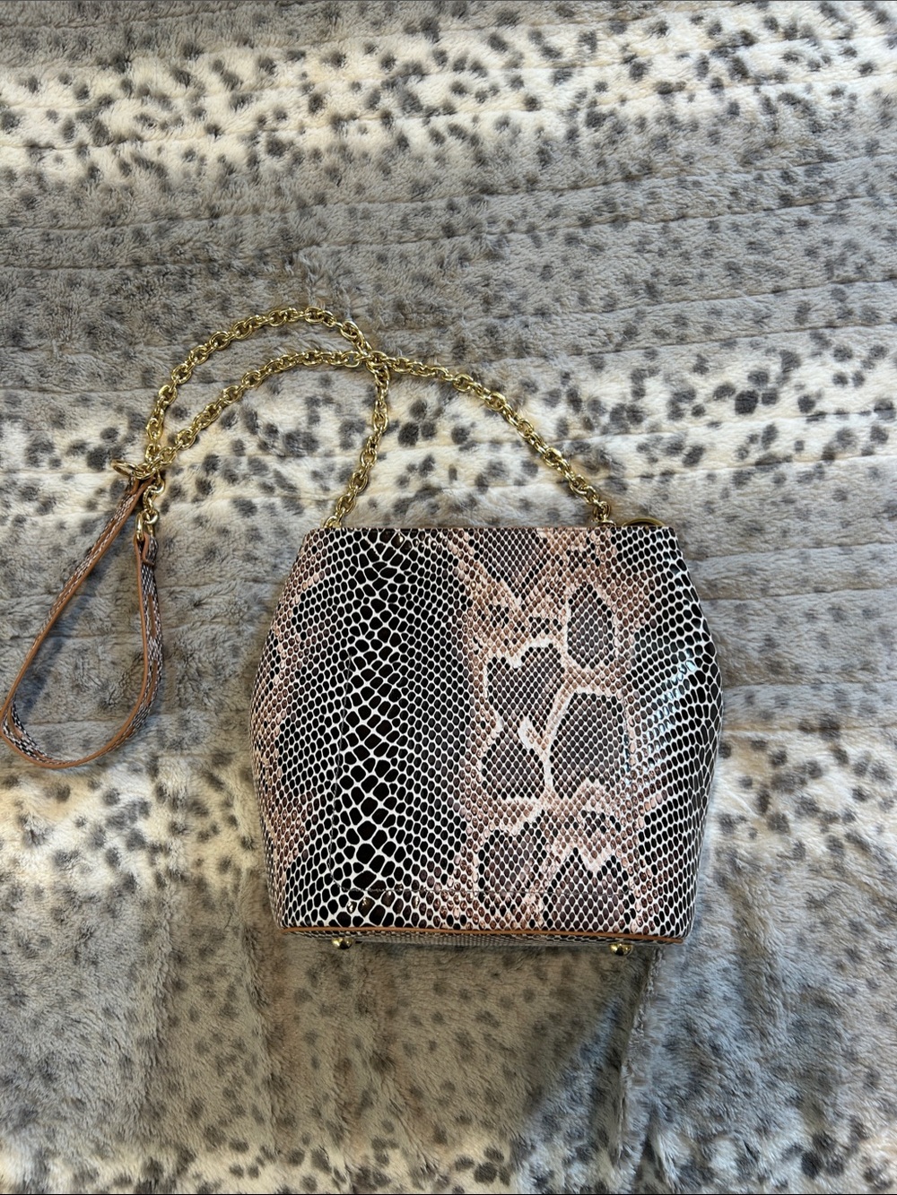 Sondra Roberts Snake-Embossed Crossbody Bag in Black, Brown & Cream